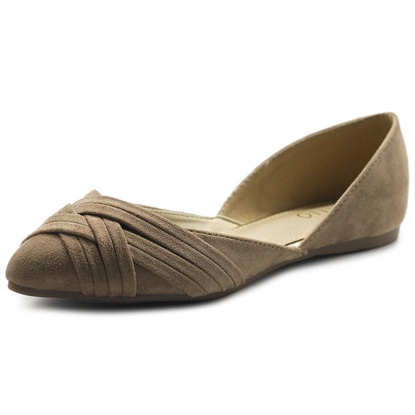ollio Ollio Women's Shoe Faux Suede Light Comforts D'Orsay Pointed Toe Braided Ballet Flat F85