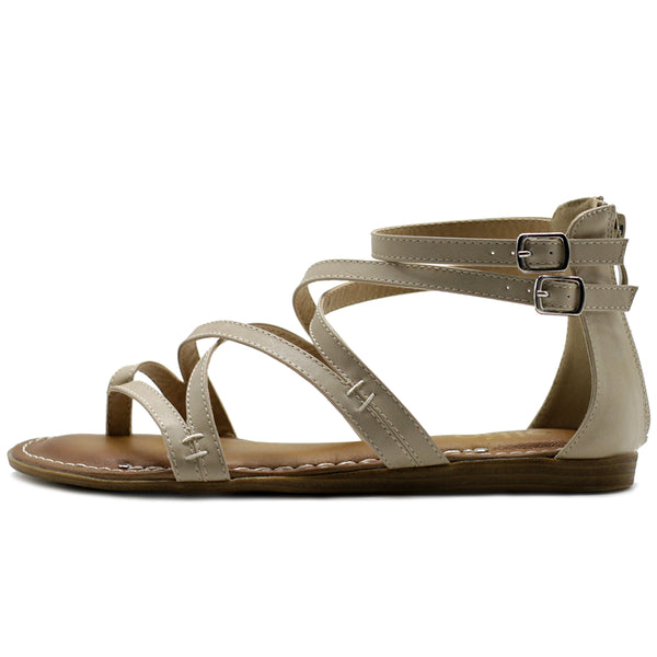 Ollio Ollio Women's Shoe Gladiator Strap Flat Zori Sandal