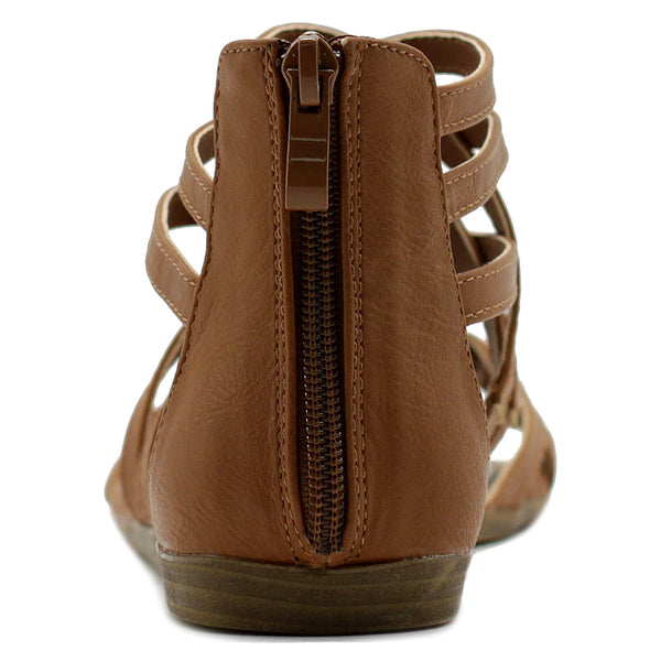 Ollio Ollio Women's Shoe Gladiator Strappy Zip Closure Multi Color Sandal