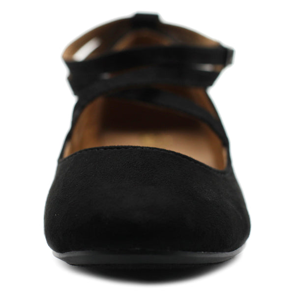 Ollio Ollio Women's Shoe Light Comfort Faux Suede Cross Strap Ballet Flats