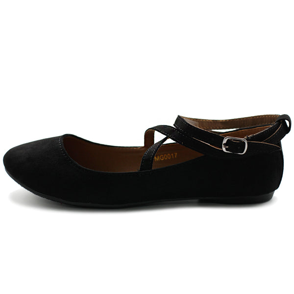 Ollio Ollio Women's Shoe Light Comfort Faux Suede Cross Strap Ballet Flats