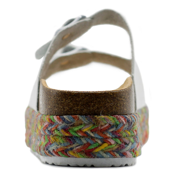 Ollio Ollio Women's Shoe Slip On Boho Two Strap Platform Espadrilles Cork Sandals
