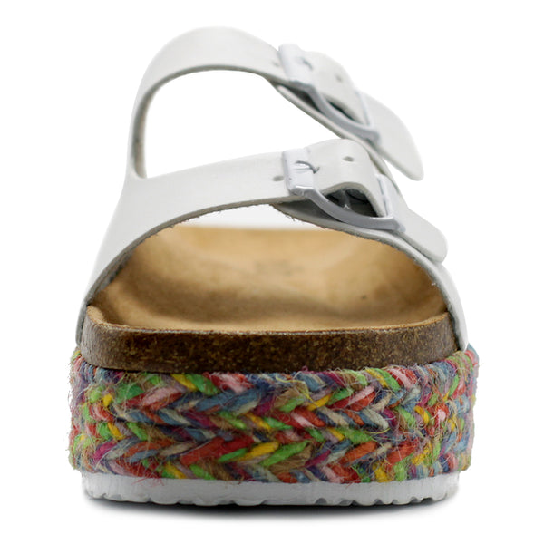 Ollio Ollio Women's Shoe Slip On Boho Two Strap Platform Espadrilles Cork Sandals