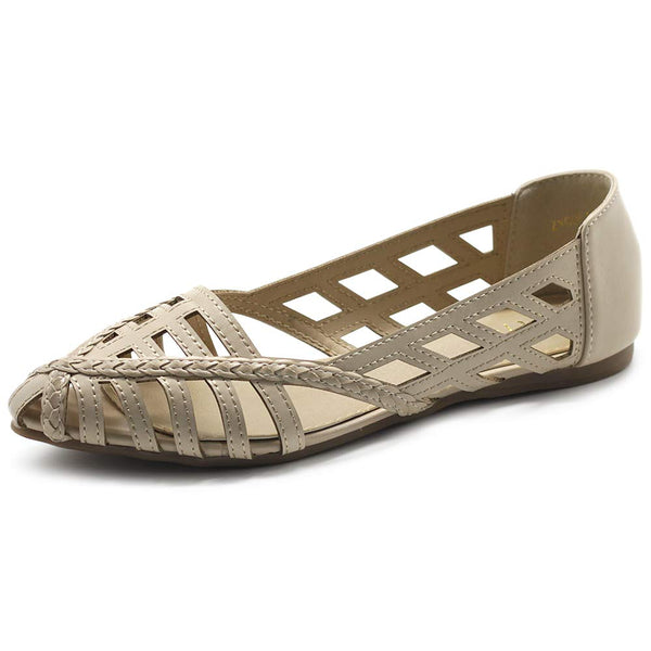 ollio Ollio Women's Shoes Breathable Caged Pointed Toe Ballet Flats