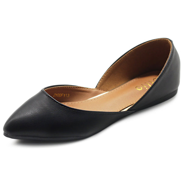 ollio Ollio Women's Shoes Faux Leather Slip On Comfort Light Pointed Toe Ballet Flats F113