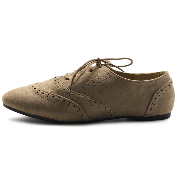 Ollio Ollio Women's Shoes Faux Suede Classic Wingtips Lace Up Oxfords F115