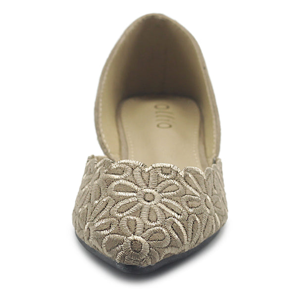 Ollio Ollio Women's Shoes Faux Suede Comfort Floral Embroidery Pointed Toe Ballet Flats F91