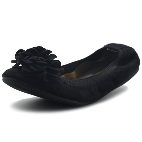 Ollio Ollio Women's Shoes Faux Suede Decorative Flower Slip On Comfort Light Ballet Flat