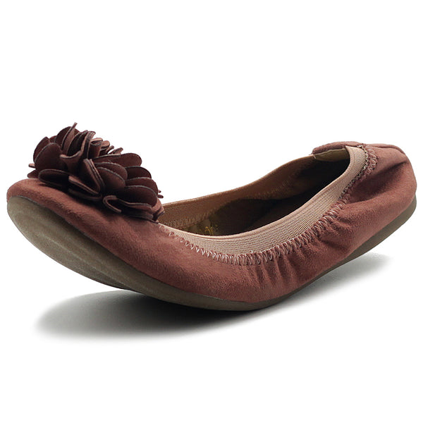 Ollio Ollio Women's Shoes Faux Suede Decorative Flower Slip On Comfort Light Ballet Flat