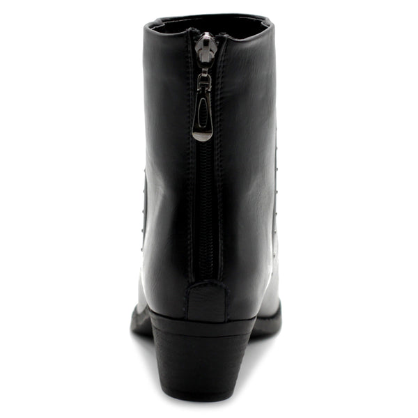 Ollio Ollio Women's Shoes Faux Suede Faux Leather Stud Stacked Heel Ankle Boots