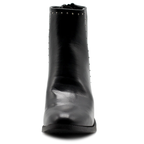 Ollio Ollio Women's Shoes Faux Suede Faux Leather Stud Stacked Heel Ankle Boots