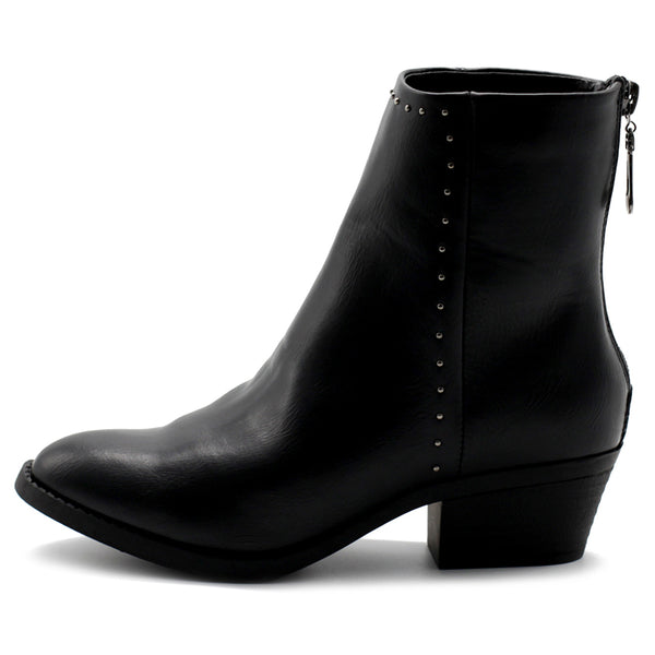 Ollio Ollio Women's Shoes Faux Suede Faux Leather Stud Stacked Heel Ankle Boots