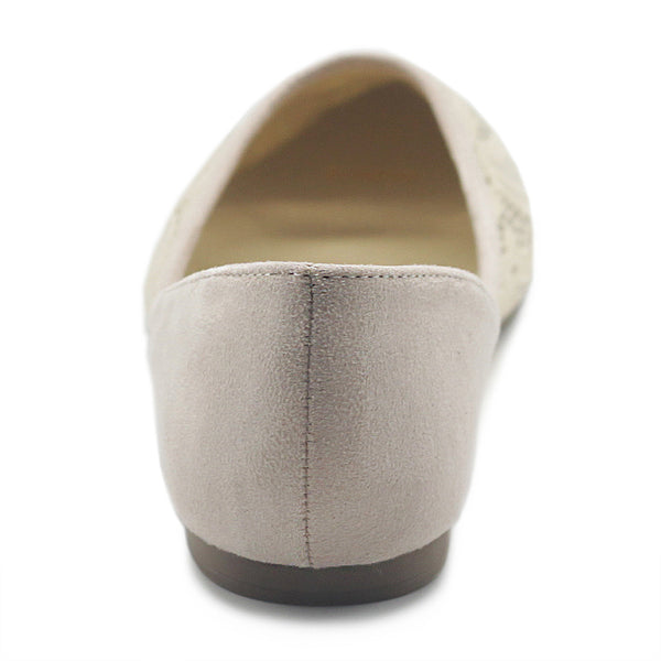 Ollio Ollio Women's Shoes Faux Suede Floral Mesh Lace Breathables Pointed Toe Ballet Flats F90