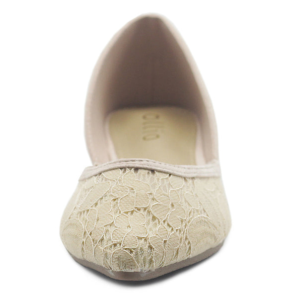 Ollio Ollio Women's Shoes Faux Suede Floral Mesh Lace Breathables Pointed Toe Ballet Flats F90