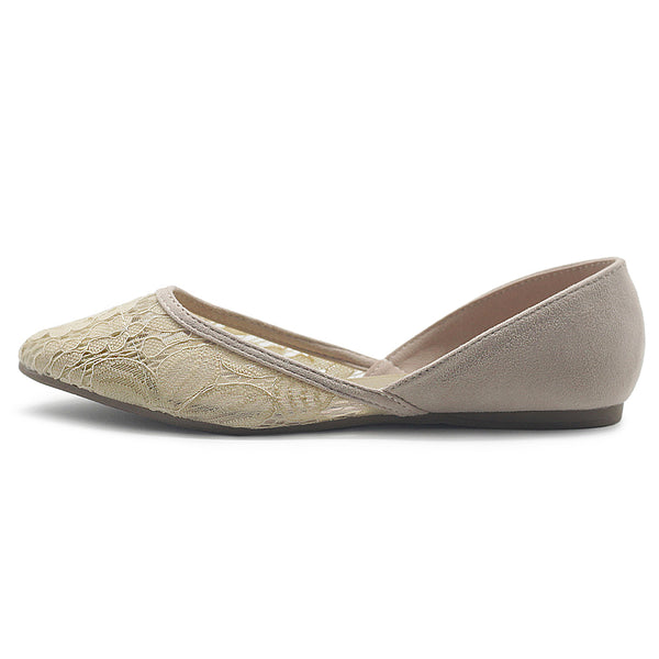 Ollio Ollio Women's Shoes Faux Suede Floral Mesh Lace Breathables Pointed Toe Ballet Flats F90