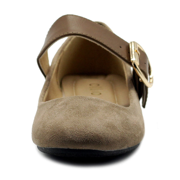 Ollio Ollio Women's Shoes Faux Suede Mary Jane Belt Slip On Comfort Light Ballet Flats