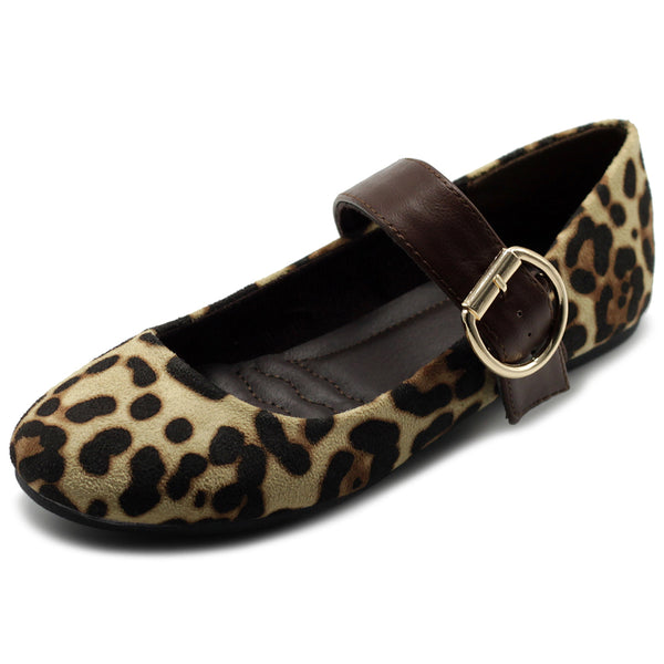 ollio Ollio Women's Shoes Faux Suede Mary Jane Belt Slip On Comfort Light Ballet Flats