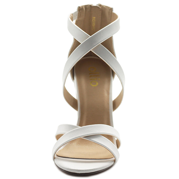 Ollio Ollio Women's Shoes Faux Suede Or Faux Leather Ankle Toe Cross Strap Zip Up High Heels Pumps Sandals