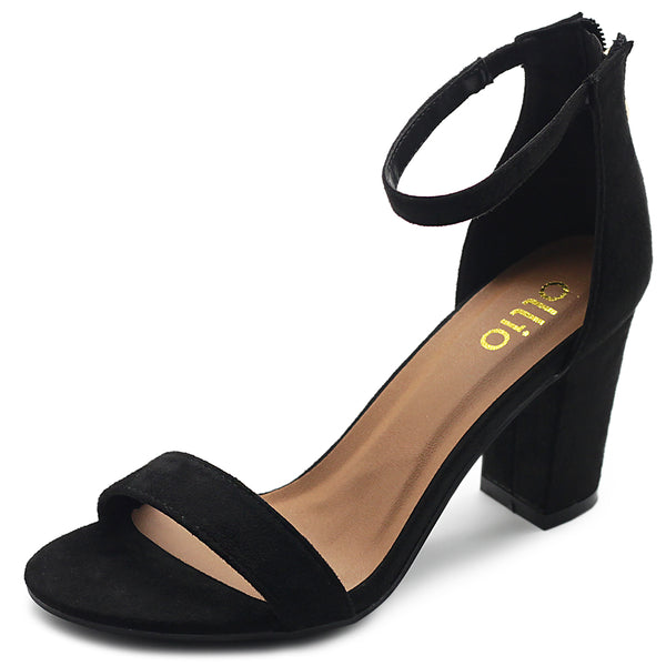 ollio Ollio Women's Shoes Faux Suede or Faux Leather Ankle Strap Zip Up Closure Chunky Heel Sandals