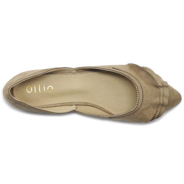Ollio Ollio Women's Shoes Faux Suede Slip On Scallped Collar Pointed Toe Ballet Flats