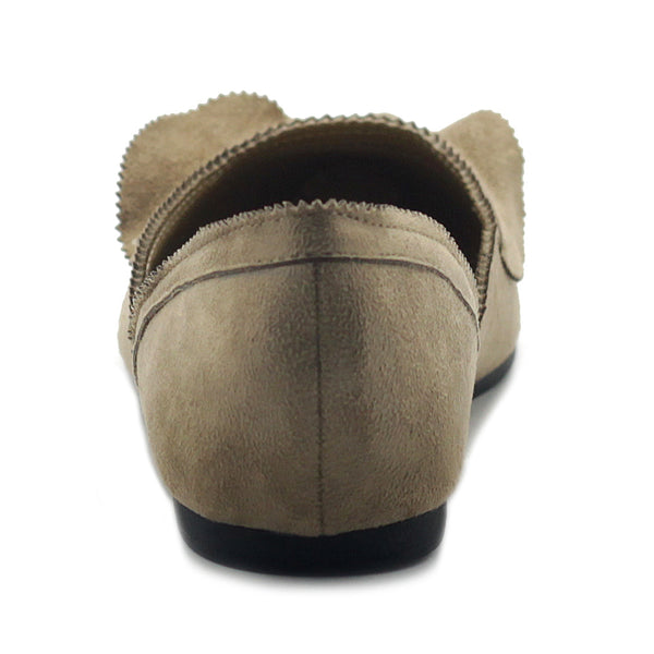 Ollio Ollio Women's Shoes Faux Suede Slip On Scallped Collar Pointed Toe Ballet Flats