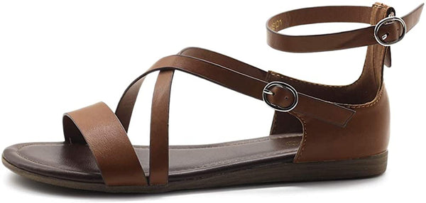 Ollio Ollio Women's Shoes Two Buckled Cross Straps Flat Sandals