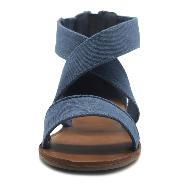 Ollio Ollio Women's Shoes Zip Up Gladiator Criss Cross Strap Flat Sandals