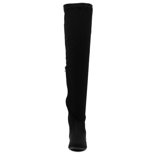 Ollio Ollio Women Shoe Adjustable Drawstring Span Faux Suede Faux Leather Thigh-High Zip Up Long Boots