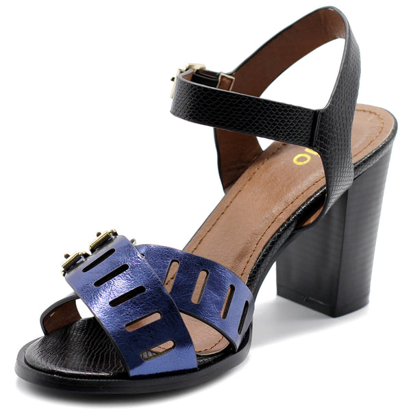 Ollio Ollio Womens Double Buckle Metallic High Heel Sandal