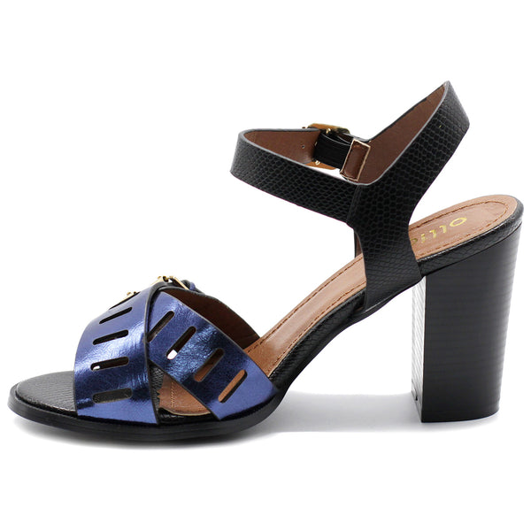 Ollio Ollio Womens Double Buckle Metallic High Heel Sandal