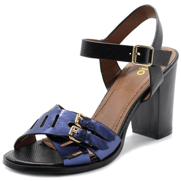 ollio Ollio Womens Double Buckle Metallic High Heel Sandal