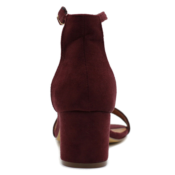 Ollio Ollio Womens Shoe Faux Suede Chunky Mid Heel Ankle Strap Heeled Sandals