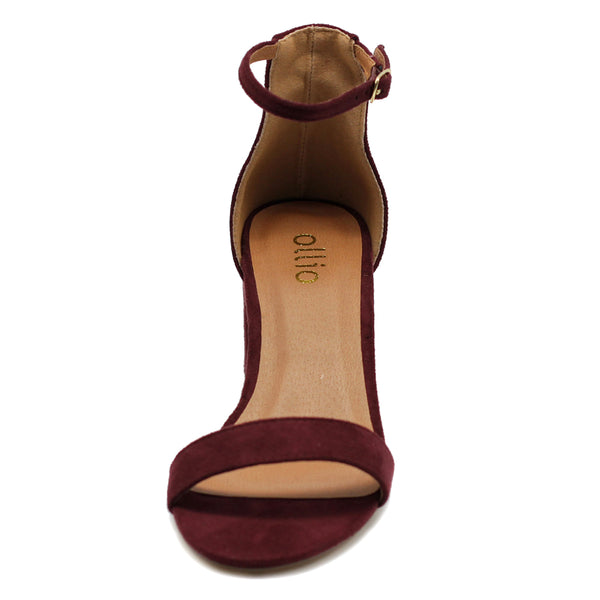 Ollio Ollio Womens Shoe Faux Suede Chunky Mid Heel Ankle Strap Heeled Sandals