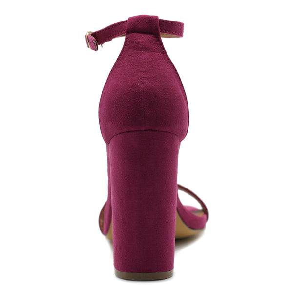 Ollio Ollio Womens Shoe Faux Suede Simple Ankle Strap Chunky High Heel Sandals