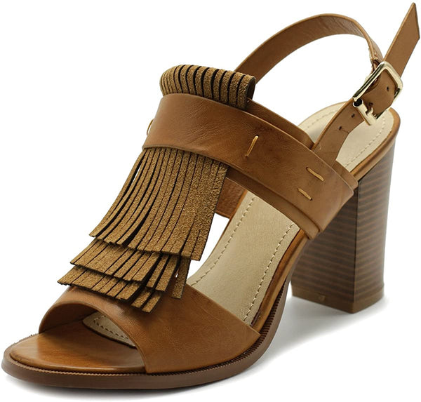 Ollio Ollio Womens Shoe Fringe Stack Block High Heel Sandal