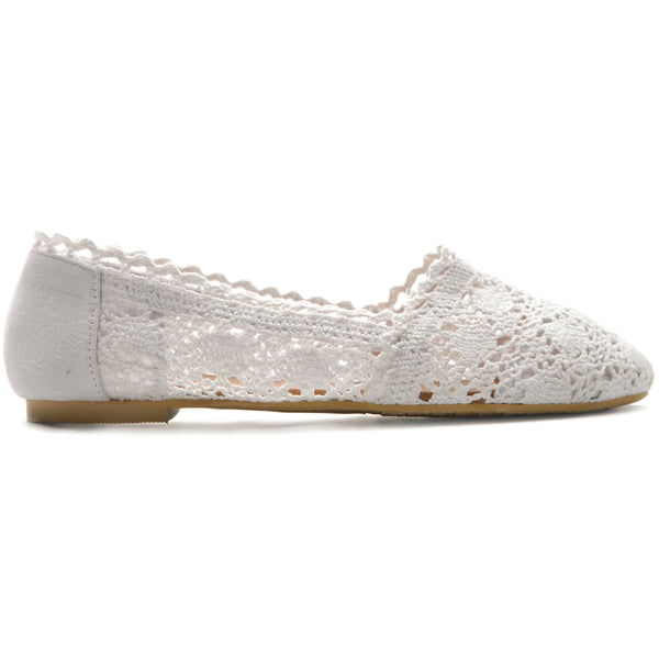 Ollio Ollio Womens Shoe Lace Ballet Breathable Flat (Beige Grey Pink White)