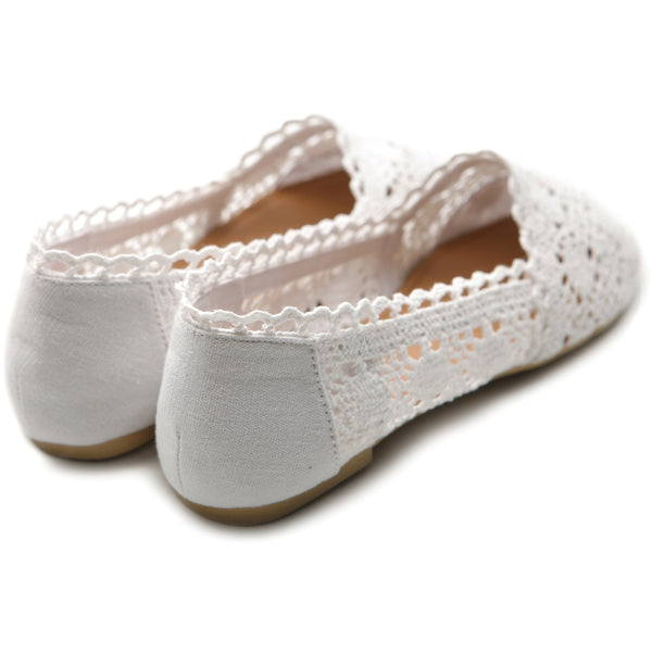 Ollio Ollio Womens Shoe Lace Ballet Breathable Flat (Beige Grey Pink White)