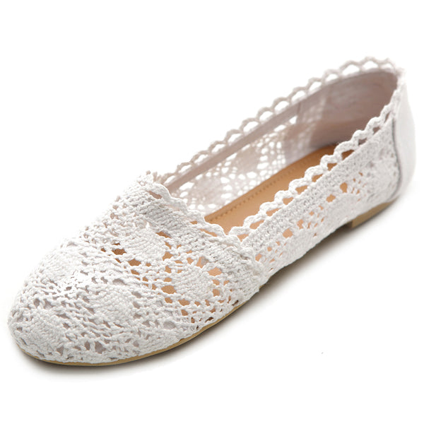 ollio Ollio Womens Shoe Lace Ballet Breathable Flat (Beige Grey Pink White)