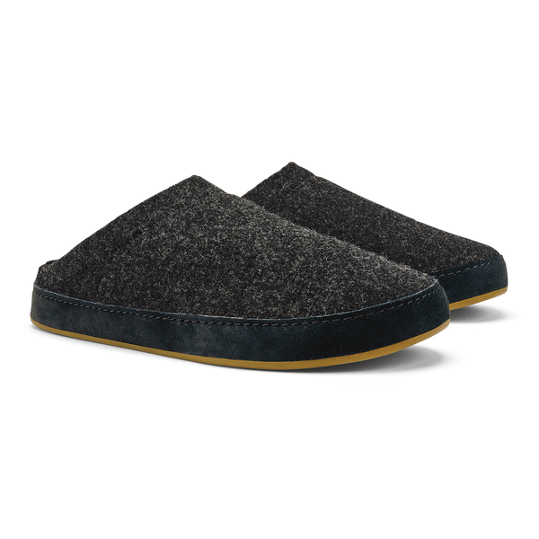 Olukai Hāmani Hulu Men’s Wool Mule Slipper Dark Shadow