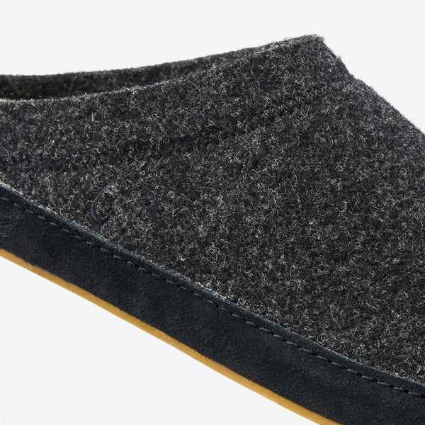 Olukai Hāmani Hulu Men’s Wool Mule Slipper Dark Shadow