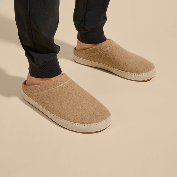 Olukai Hāmani Hulu Men’s Wool Mule Slipper Oatmeal