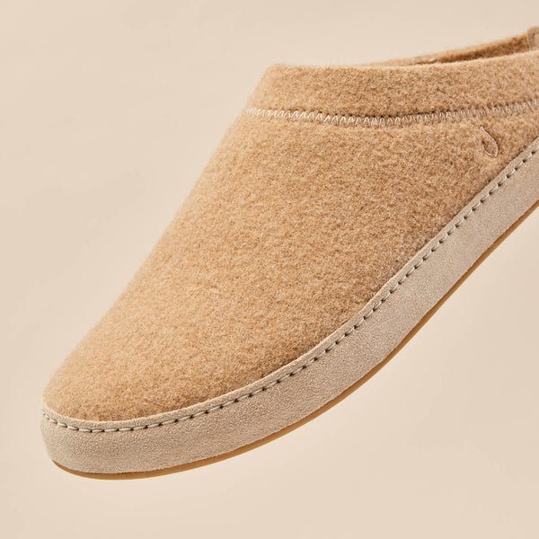 Olukai Hāmani Hulu Men’s Wool Mule Slipper Oatmeal