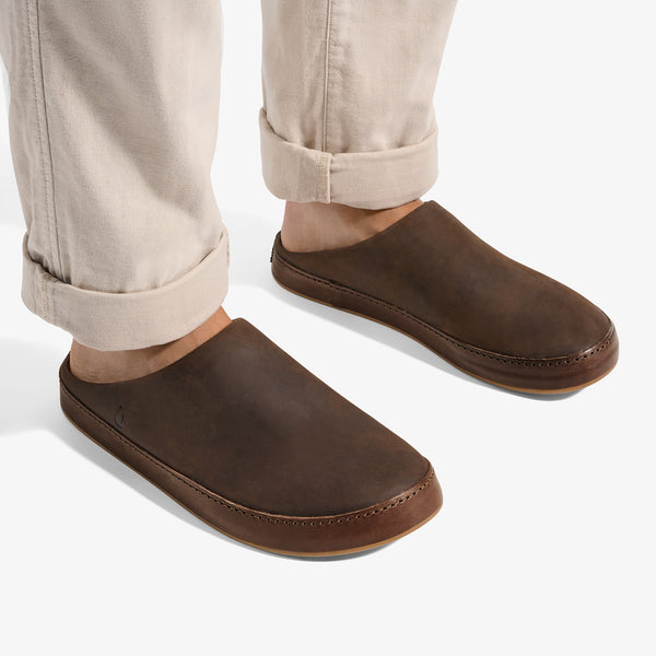 Olukai Kuʻu Men’s Suede Slip-On Shoes Dark Java
