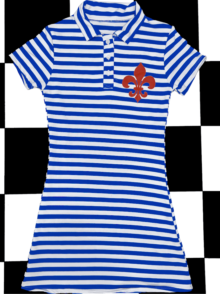 o'mighty FLEUR DE LIS POLO DRESS IN BLUEWHITE STRIPES