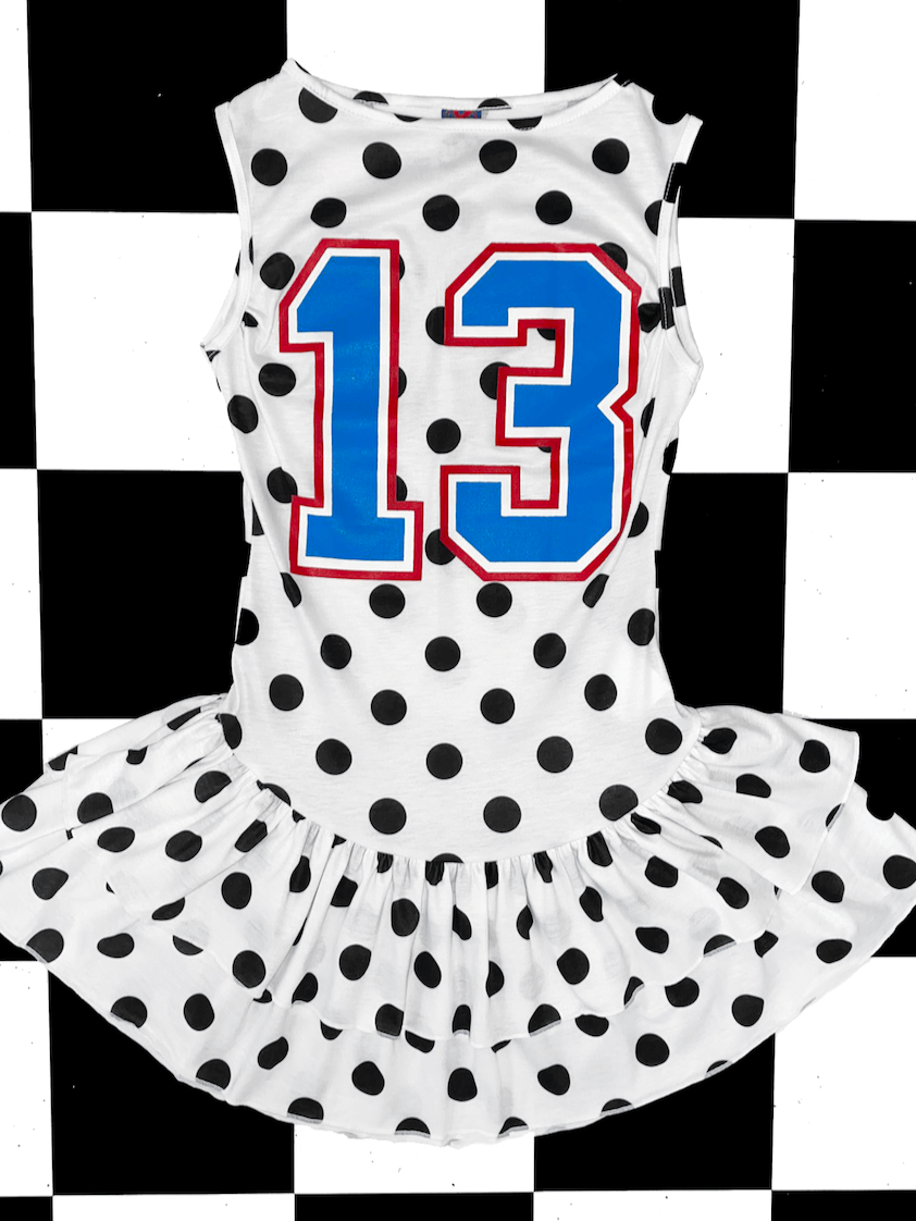 o'mighty 13 BALLET DRESS IN WHITE POLKA