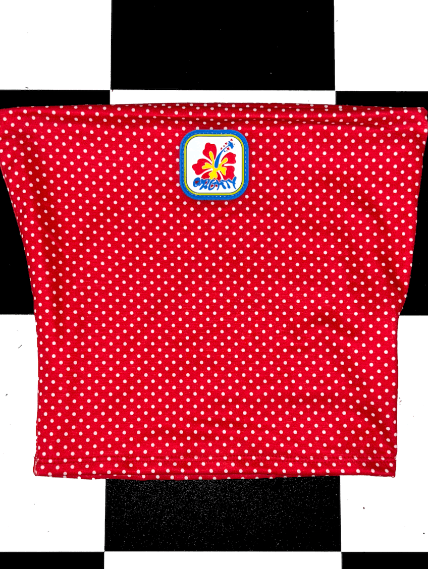 o'mighty ALOHA BOOB TUBE IN RED POLKA