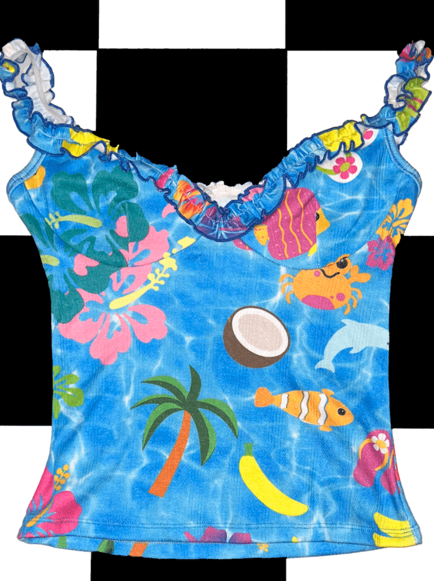 o'mighty AQUAMARINE POINTELLE BUSTIER TOP