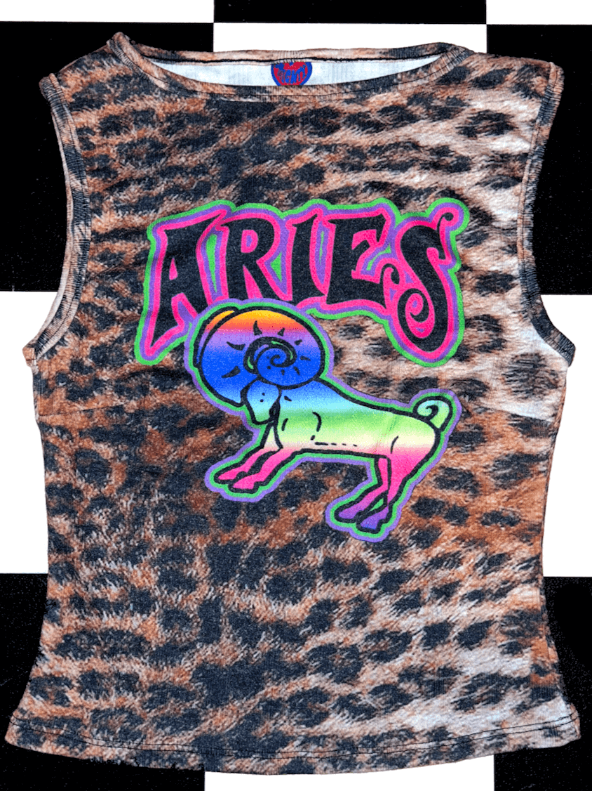 o'mighty ARIES LEOPARD POINTELLE TANK