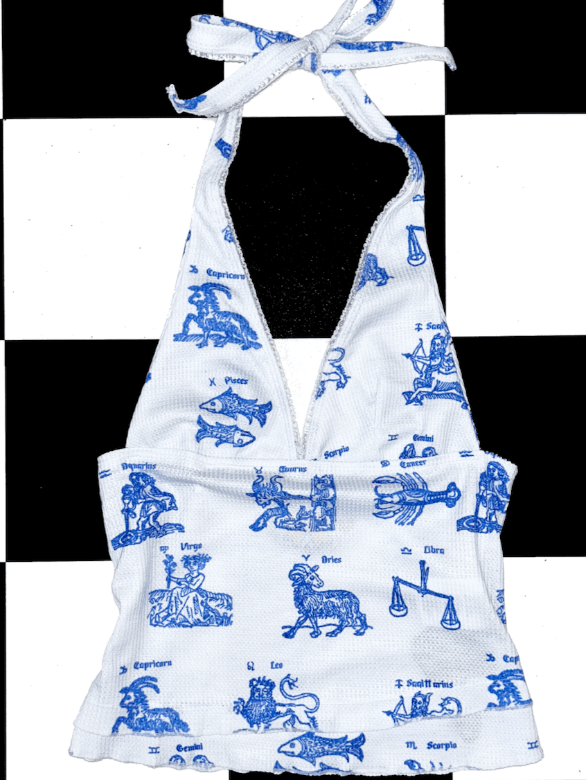 o'mighty ASTROLOGY WAFFLE HALTER TOP
