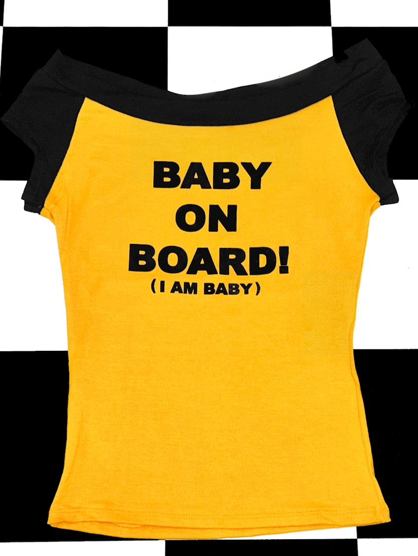 o'mighty BABY ON BOARD BOATNECK TOP